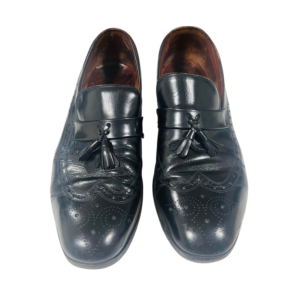 Dacks Shoes Mens Black Leather Wingtip Tassel Loafers‎ Made in Canada Size 11 E